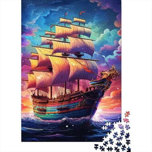 Segelboot-Puzzle, einzigartige Heimdekoration, 100 % recycelter Karton, Puzzle für Erwachsene und Kinder, Geschenk, 38 x 26 cm, 1000 Teile von GQmoney