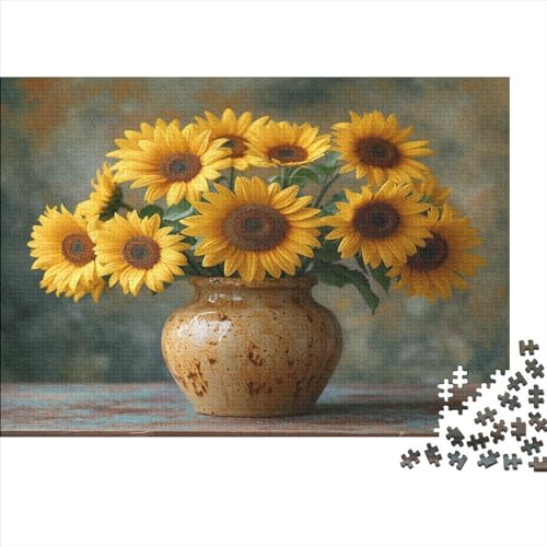 Vase_mit_Sonnenblumen Puzzle für Erwachsene und Jugendliche 1000 Teile Puzzle für Erwachsene Nachhaltige Puzzlespiele 1000 Teile (75x50cm) von GQmoney