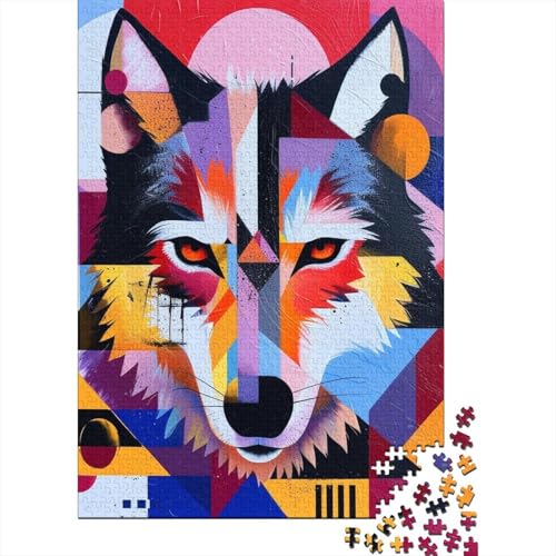 Wolf Puzzle Rechteckiges Pappbrett Papier Rechteckiges Puzzle für Erwachsene Kinder Ostergeschenke 38 x 26 cm 1000 Stück von GQmoney