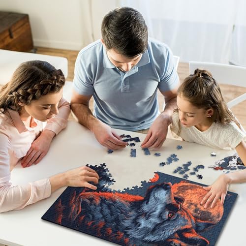 Wolf im Mond Puzzlespiel für Erwachsene, 300 Teile, kreatives Puzzle, Dekomprimierungsspiel, 300 Teile (40 x 28 cm) von GQmoney