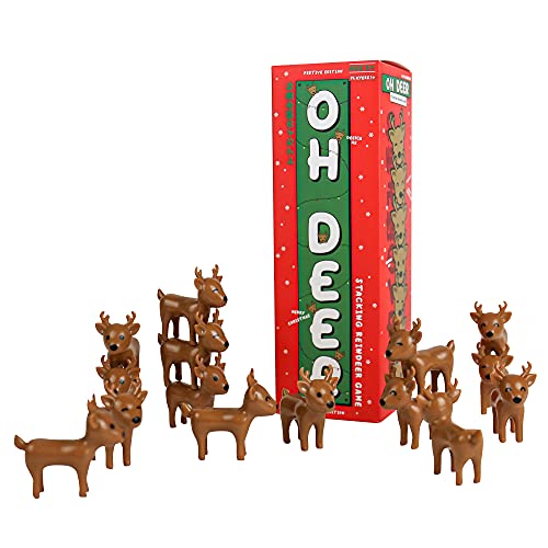 Gift Republic Oh Deer 15 Stück Weihnachten Stapelspiel Spaß Familie Tumbling Tower Spiel Rentier Stapel Geschenk für Kinder von GR Gift Republic