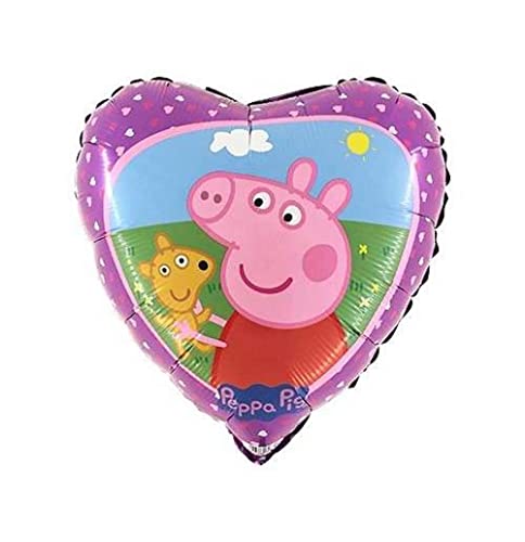 Grabo Folienballon Mylar Peppa Pig Herz, Rosa, 1 Stück, 45 cm, Selbstdichtend, Peppa Pig Fans, Kinder, Feierliebhaber, Unisex-Kinder von Grabo