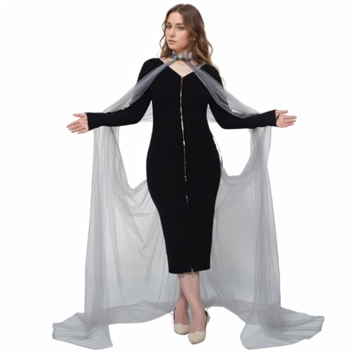 GRACEART Damen Umhang Wraps Cape Elfe Mäntel Elfenkönigin Prinzessin Halloween Kap Bridal (grau, Halsumfang：M) von GRACEART