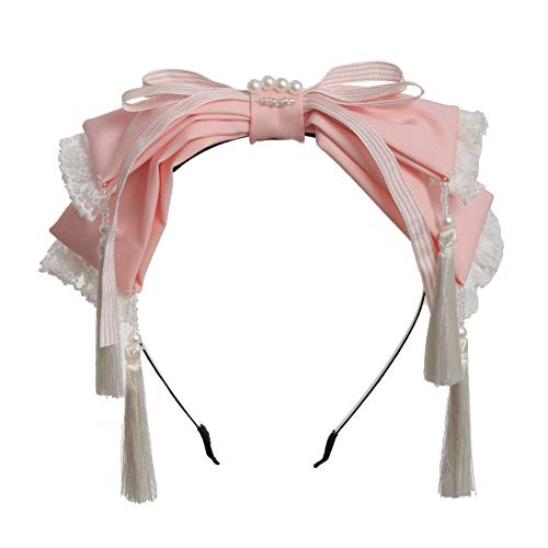 GRACEART Lolita Groß Bowknot Spitze Stirnband Rosa von GRACEART