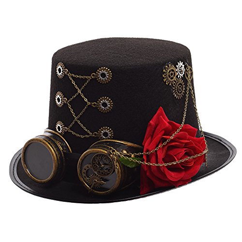 GRACEART Unisex Steampunk Hut Steampunk Zylinder Hut Steampunk Hut für Männer oder Frauen (DE/NL/SE/PL, Alphanumerisch, M, Style-01) von GRACEART