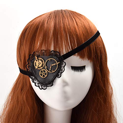 GRACEART Steampunk Piraten Augenklappe Pirat Kostüm Eyepatch Zubehör Accessoire Piratenklappe von GRACEART