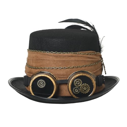 GRACEART Steampunk-Hut, Unisex, Halloween, Kostüm-Zubehör mit Brille und Zahnrädern von GRACEART