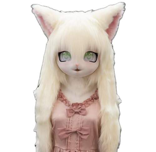 GRACETINA HOO Cosplay Halloween Fursuit Kig Headsets Furry Cute Head Comiket Furries Rubbit Cat Headwear Anime Costumes Unisex von GRACETINA HOO