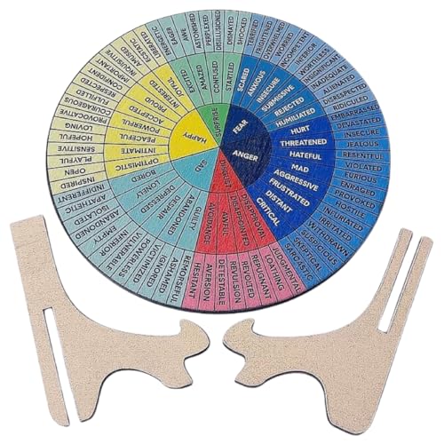 GRADENEVE 1 Satz Emotionsrad-Diagramm-Ornamente psychotherapie Gefühle drehen Emotionen Stabile Sockelverzierung Gefühlsrad farbiges Feeling-Rad- Emotionsrad-Dekoration Holz von GRADENEVE