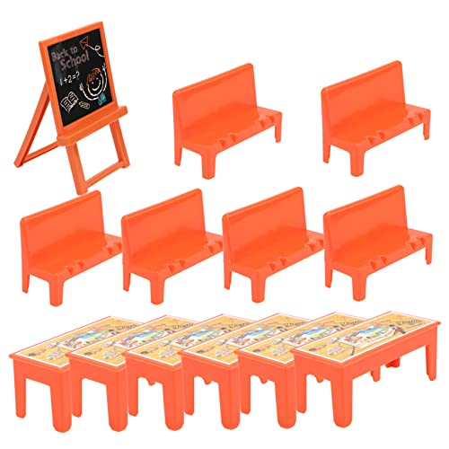 GRADENEVE 13pc Mini Klassenzimmer Schmuck Kit Tafel Schreibtisch Stühle für Puppe Spielhaus von GRADENEVE