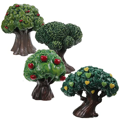 GRADENEVE 4 Stück Simulation Apfelbaum gießen solare weihnachtsbaumbeleuchtung Kiefer Modell Luft Artificial Tree inneneinrichtung Miniaturen basteln Minibäume zum Basteln Harz Green von GRADENEVE