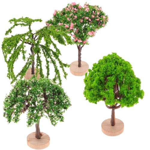 GRADENEVE 4 Stück Simulierter Minibaum Künstliche Pflanzen Wohnkultur Im Freien Künstliche Hängepflanze Miniaturbaum Künstlicher Baum Bäume Modelllandschaft Bonsai Baum Basen Plastik Green von GRADENEVE