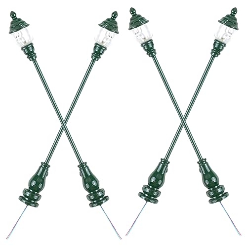 GRADENEVE 4Pcs Modell Gartenleuchte Lampe Miniatur Mini Gartenlampe Garten Dekoration Sand Tisch Dorf Street Lamp von GRADENEVE