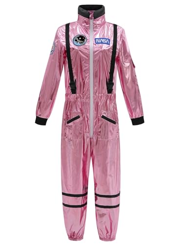 GRAJTCIN Astronauten-Kostüm für Damen, Rosa, Raumfahrer, Piloten-Overall, Halloween-Kostüme, Alien-Outfit, Erwachsene (XS, Rosa) von GRAJTCIN