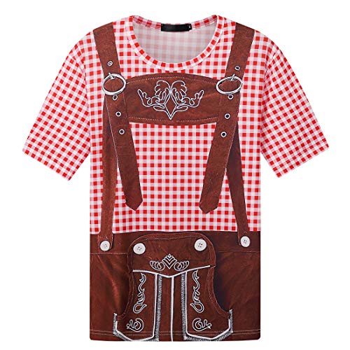 GRAJTCIN Herren Bayerisches Oktoberfest Kostüm Kurzarm T-Shirt (XXX-Large, Rot) von GRAJTCIN