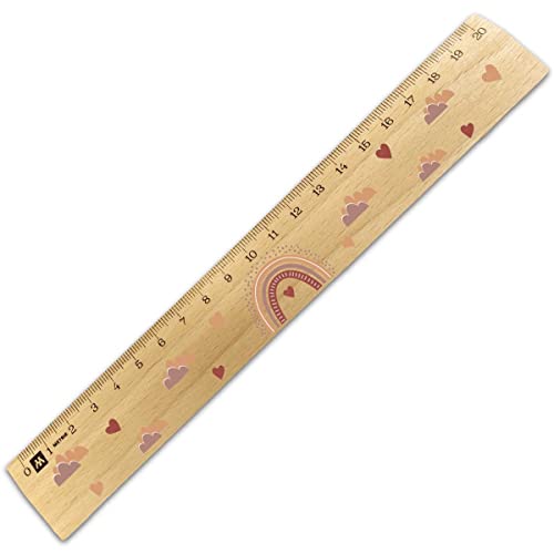 GRAVURZEILE Lineal zur Einschulung im Regenbogen Design - 20 cm Holz Lineal - Geschenk für den Schulanfang oder zur Schuleinführung - für Jungen und Mädchen Farbe Rot von GRAVURZEILE