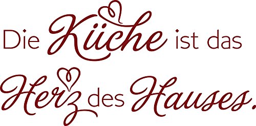 GRAZDesign Wandtattoo Küche ist das Herz des Hauses | Küchenaufkleber selbstklebend Sprüche - 102x50cm / 030 dunkelrot von GRAZDesign