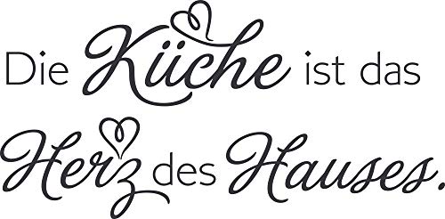 GRAZDesign Wandtattoo Küche ist das Herz des Hauses | Küchenaufkleber selbstklebend Sprüche - 61x30cm / 073 dunkelgrau von GRAZDesign