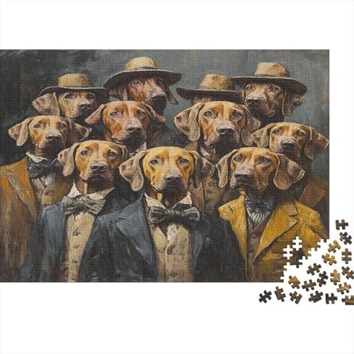 1000 Teile Premium-Puzzle Für Erwachsene - 75x50 cm Hunde-Kunstwerk Auf Holz - Einzigartiges Design Für Anspruchsvolle Puzzlefans von GRBASNDOU