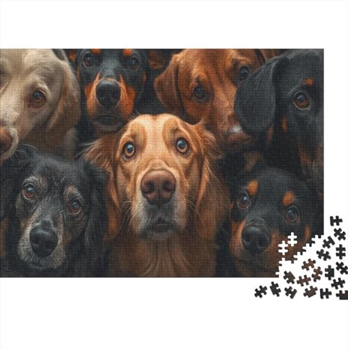 1000 Teile Premium-Puzzle Für Erwachsene - 75x50 cm Hunde-Kunstwerk Auf Holz - Einzigartiges Design Für Anspruchsvolle Puzzlefans von GRBASNDOU