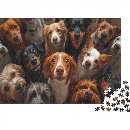 1000 Teile Premium-Puzzle Für Erwachsene - 75x50 cm Hunde-Kunstwerk Auf Holz - Einzigartiges Design Für Anspruchsvolle Puzzlefans von GRBASNDOU