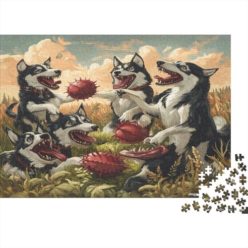 1000 Teile Premium-Puzzle Für Erwachsene - 75x50 cm Hunde-Kunstwerk Auf Holz - Einzigartiges Design Für Anspruchsvolle Puzzlefans von GRBASNDOU