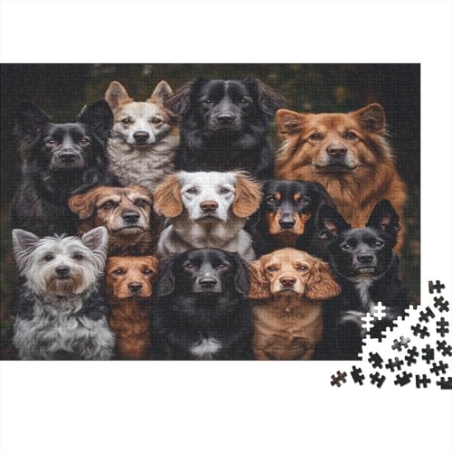 1000 Teile Premium-Puzzle Für Erwachsene - 75x50 cm Hunde-Kunstwerk Auf Holz - Einzigartiges Design Für Anspruchsvolle Puzzlefans von GRBASNDOU