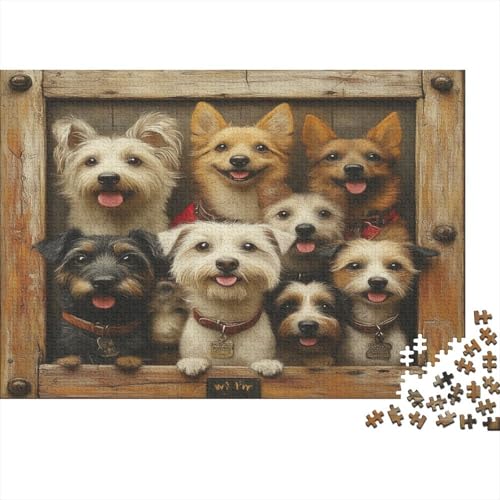 1000 Teile Premium-Puzzle Für Erwachsene - 75x50 cm Hunde-Kunstwerk Auf Holz - Einzigartiges Design Für Anspruchsvolle Puzzlefans von GRBASNDOU