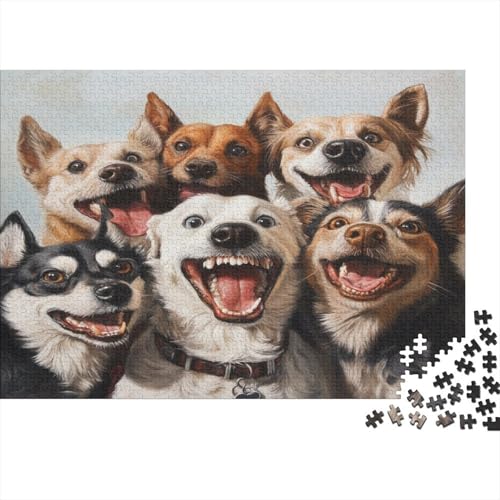 1000 Teile Puzzle Für Erwachsene - Künstlerische Hunde-Kollage Auf Holz - 75x50 cm Großformatiges Premium-Puzzle - Therapeutisches Konzentrationstraining von GRBASNDOU