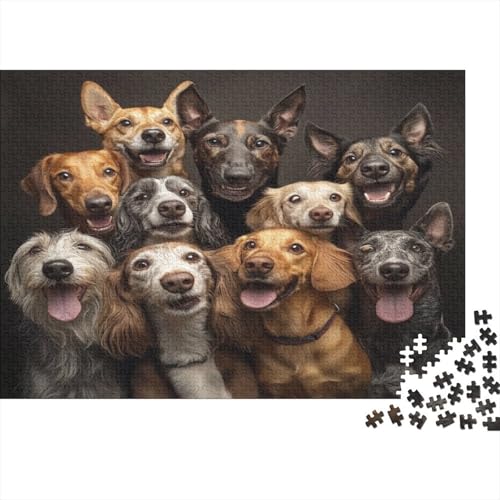 1000 Teile Puzzle Für Erwachsene - Künstlerische Hunde-Kollage Auf Holz - 75x50 cm Großformatiges Premium-Puzzle - Therapeutisches Konzentrationstraining von GRBASNDOU