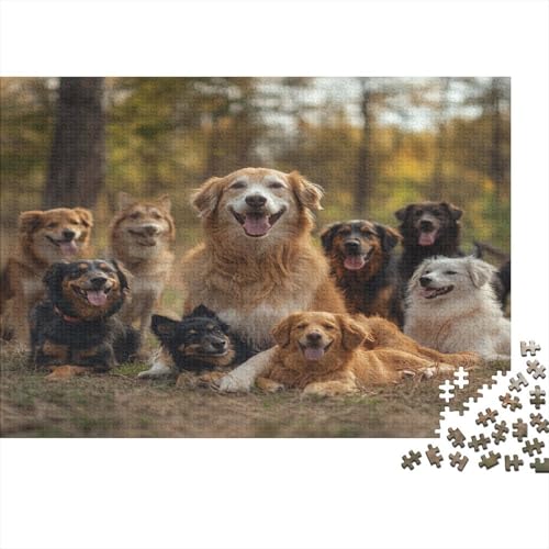 1000 Teile Puzzle Für Erwachsene - Künstlerische Hunde-Kollage Auf Holz - 75x50 cm Großformatiges Premium-Puzzle - Therapeutisches Konzentrationstraining von GRBASNDOU