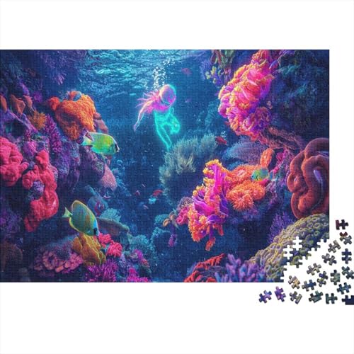 1000pcs (75x50cm) Teile Puzzle Für Erwachsene Aquarien-Ansicht Wohndekoration Lernspiele Entspannendes Blaumeer Mit Korallendetails von GRBASNDOU