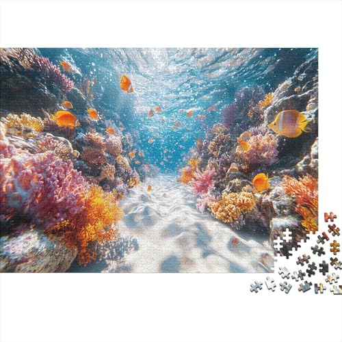 1000pcs (75x50cm) Teile Puzzle Für Erwachsene Aquarien-Ansicht Wohndekoration Lernspiele Entspannendes Blaumeer Mit Korallendetails von GRBASNDOU