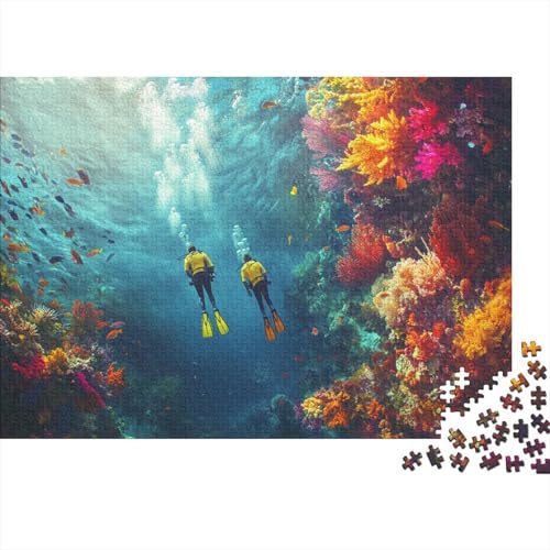 300pcs (40x28cm) Teile Puzzle Für Erwachsene Meeresboden-Landschaft Wohndekoration Lernspiele Lebendige Unterwasserpflanzen Und Kreaturen von GRBASNDOU