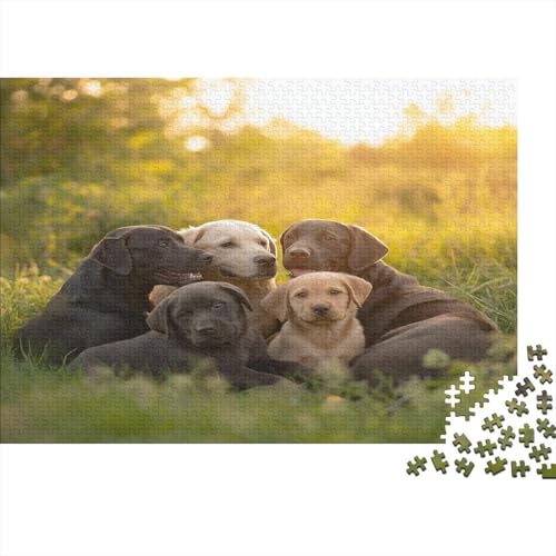 Erwachsenen-Puzzle 1000 Teile - Hunde-Liebhaber Design Auf Holz - 75x50 cm Großes Puzzle in Premium Qualität - Professionelles Strategiespiel von GRBASNDOU