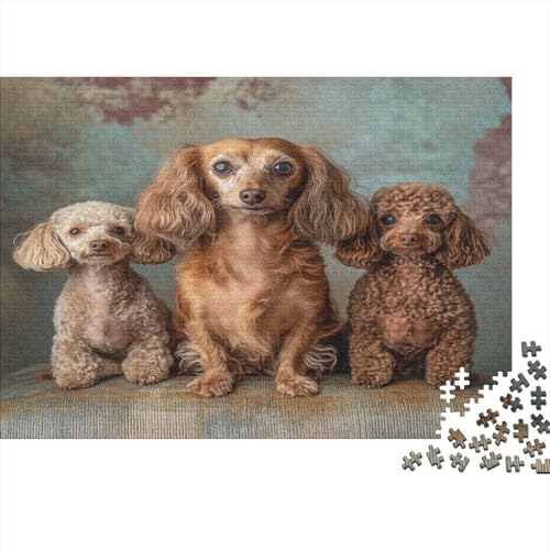 Erwachsenen-Puzzle 1000 Teile - Hunde-Liebhaber Design Auf Holz - 75x50 cm Großes Puzzle in Premium Qualität - Professionelles Strategiespiel von GRBASNDOU