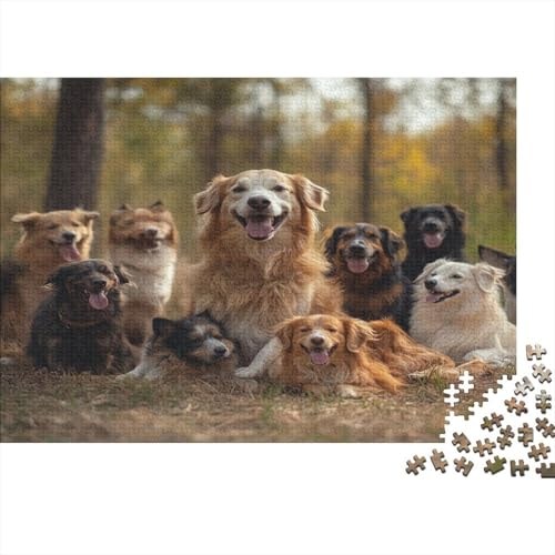 Erwachsenen-Puzzle 1000 Teile - Hunde-Liebhaber Design Auf Holz - 75x50 cm Großes Puzzle in Premium Qualität - Professionelles Strategiespiel von GRBASNDOU