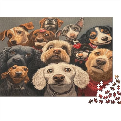 Erwachsenen-Puzzle 1000 Teile - Hunde-Liebhaber Design Auf Holz - 75x50 cm Großes Puzzle in Premium Qualität - Professionelles Strategiespiel von GRBASNDOU