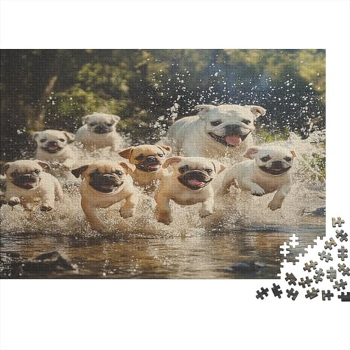 Erwachsenen-Puzzle 1000 Teile - Hunde-Liebhaber Design Auf Holz - 75x50 cm Großes Puzzle in Premium Qualität - Professionelles Strategiespiel von GRBASNDOU