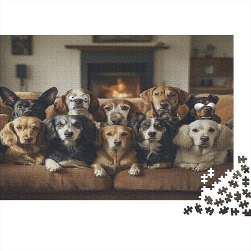 Erwachsenen-Puzzle 1000 Teile - Hunde-Liebhaber Design Auf Holz - 75x50 cm Großes Puzzle in Premium Qualität - Professionelles Strategiespiel von GRBASNDOU