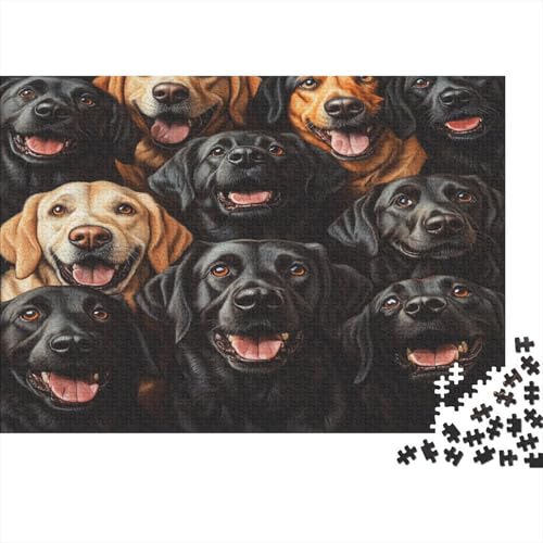 Erwachsenen-Puzzle 1000 Teile - Hunde-Liebhaber Design Auf Holz - 75x50 cm Großes Puzzle in Premium Qualität - Professionelles Strategiespiel von GRBASNDOU