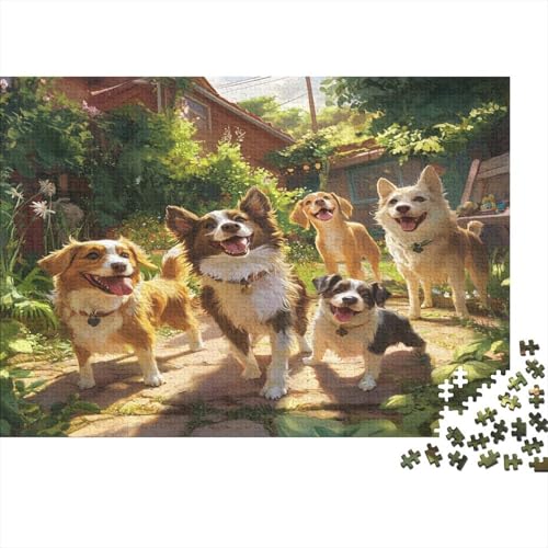 Erwachsenen-Puzzle 1000 Teile - Hunde-Liebhaber Design Auf Holz - 75x50 cm Großes Puzzle in Premium Qualität - Professionelles Strategiespiel von GRBASNDOU