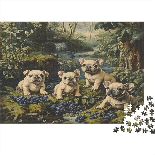 Holz-Puzzle 1000 Teile Erwachsene - 75x50 cm Realistische Welpen-Szene - Herausforderndes Premium-Spiel Für Puzzle-Experten von GRBASNDOU