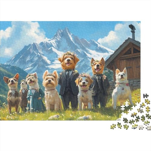 Holz-Puzzle Für Erwachsene 1000 Teile - Realistisches Hunde-Motiv 75x50 cm - Premium XXL Puzzle Mit Einzigartigem Schnitt - Herausforderndes Denkspiel Für Erwachsene von GRBASNDOU