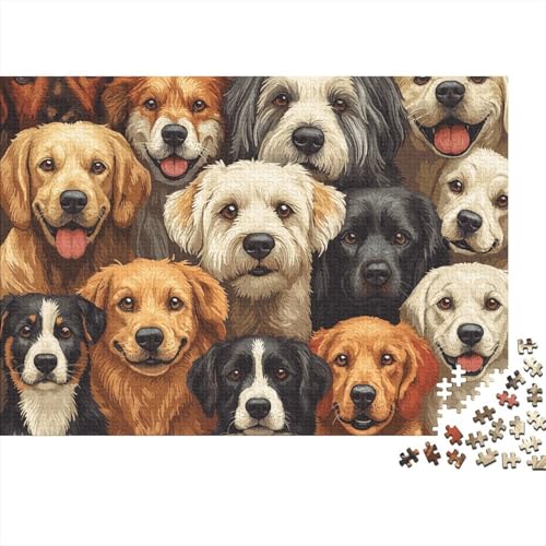 Holz-Puzzle Für Erwachsene 1000 Teile - Realistisches Hunde-Motiv 75x50 cm - Premium XXL Puzzle Mit Einzigartigem Schnitt - Herausforderndes Denkspiel Für Erwachsene von GRBASNDOU