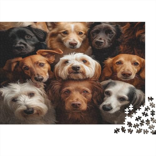 Holz-Puzzle Für Erwachsene 1000 Teile - Realistisches Hunde-Motiv 75x50 cm - Premium XXL Puzzle Mit Einzigartigem Schnitt - Herausforderndes Denkspiel Für Erwachsene von GRBASNDOU