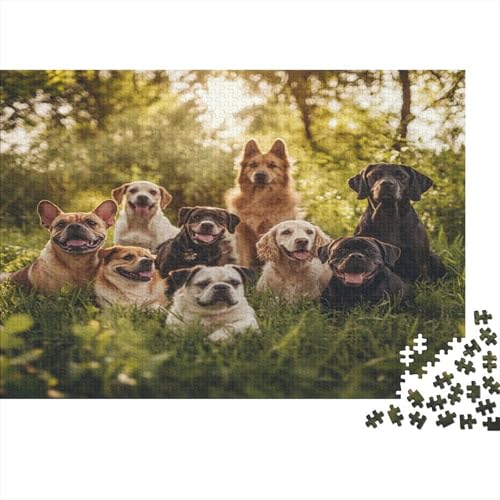 Holz-Puzzle Für Erwachsene 1000 Teile - Realistisches Hunde-Motiv 75x50 cm - Premium XXL Puzzle Mit Einzigartigem Schnitt - Herausforderndes Denkspiel Für Erwachsene von GRBASNDOU