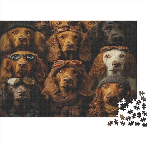 Holz-Puzzle Für Erwachsene 1000 Teile - Realistisches Hunde-Motiv 75x50 cm - Premium XXL Puzzle Mit Einzigartigem Schnitt - Herausforderndes Denkspiel Für Erwachsene von GRBASNDOU