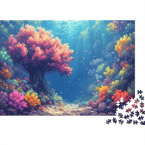 Puzzle 1000pcs (75x50cm) Teile Für Erwachsene Mystischer Meeresgrund Geschenkidee Leuchtende Meereslebewesen Und Perlen-Dekor von GRBASNDOU