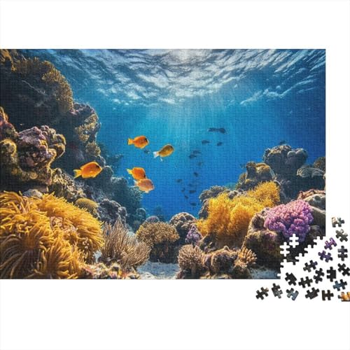 Puzzle 1000pcs (75x50cm) Teile Für Erwachsene Mystischer Meeresgrund Geschenkidee Leuchtende Meereslebewesen Und Perlen-Dekor von GRBASNDOU